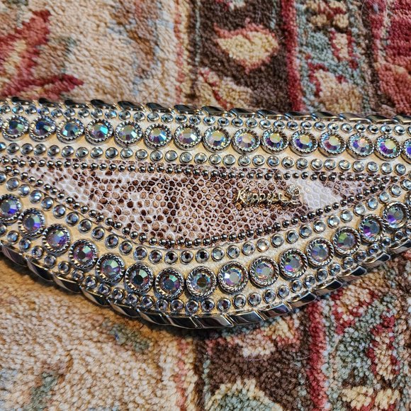 Unique Kippy\'s white leather belt with Snake Skin and Swarovski Crystals main image 14